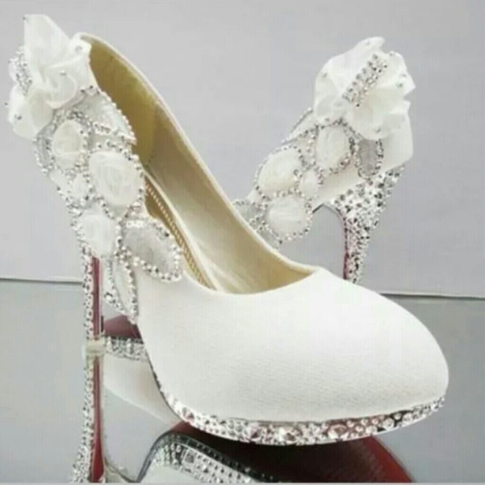 White Vogue crystal wedding shoes